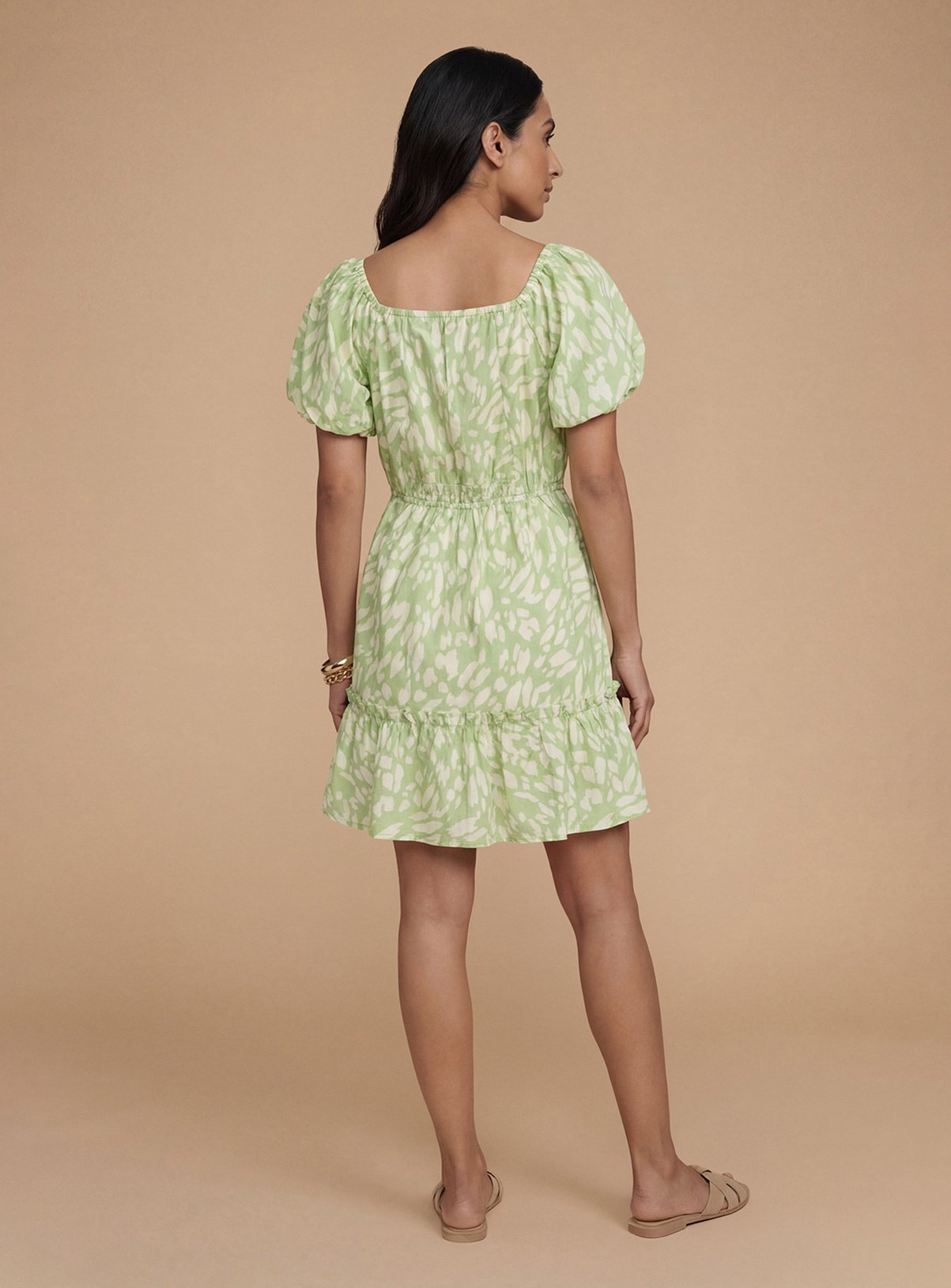 DOROTHY PERKINS Tie Front Puff Sleeve Poplin Mini Dress 12 - Image 3 thumbnail